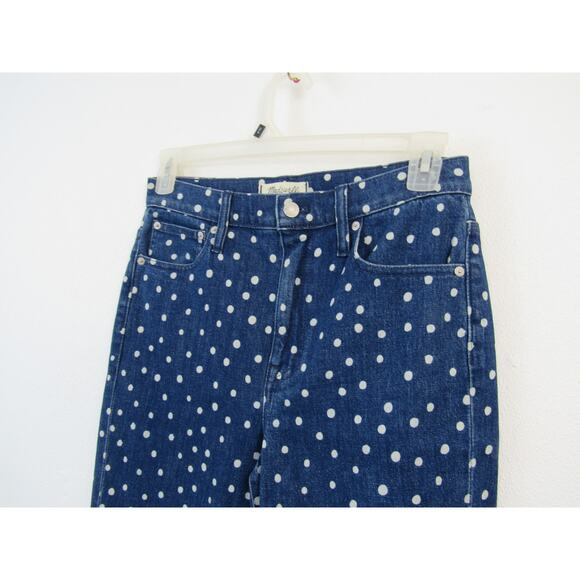 Madewell Size 27 The High-Rise Slim Crop Boyjean: Bleached Dot Edition Polka Dot - Picture 3 of 9